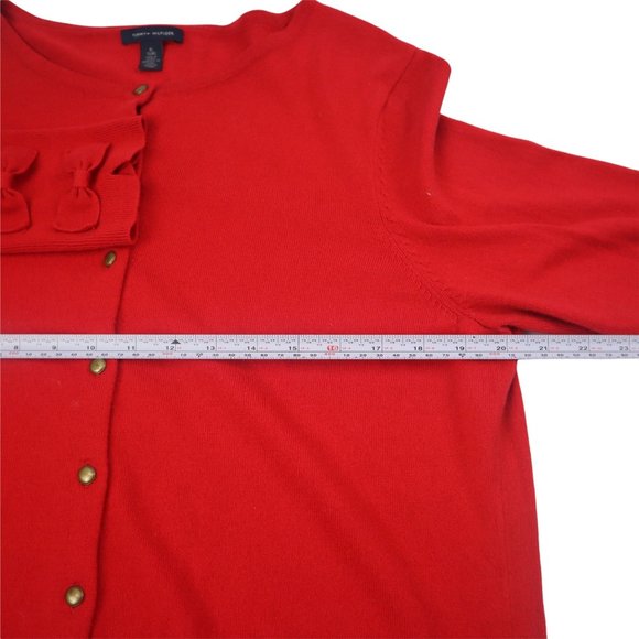 tommy hilfiger red bow sleeve XL Cardigan sweater - Picture 8 of 11